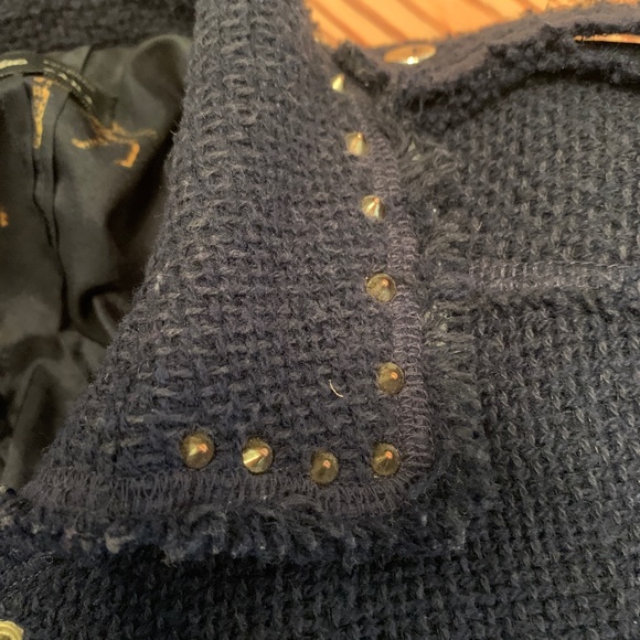 Leather and navy tweed jacket - Picture 7 of 7